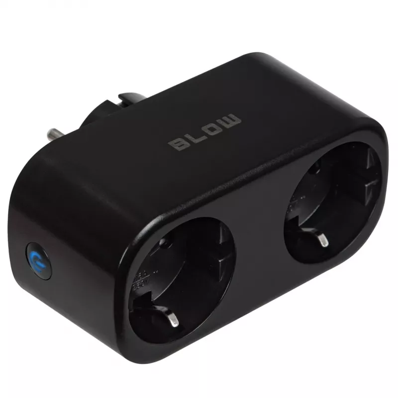 Enchufe inteligente doble controlado por Wi-Fi TUYA, negro