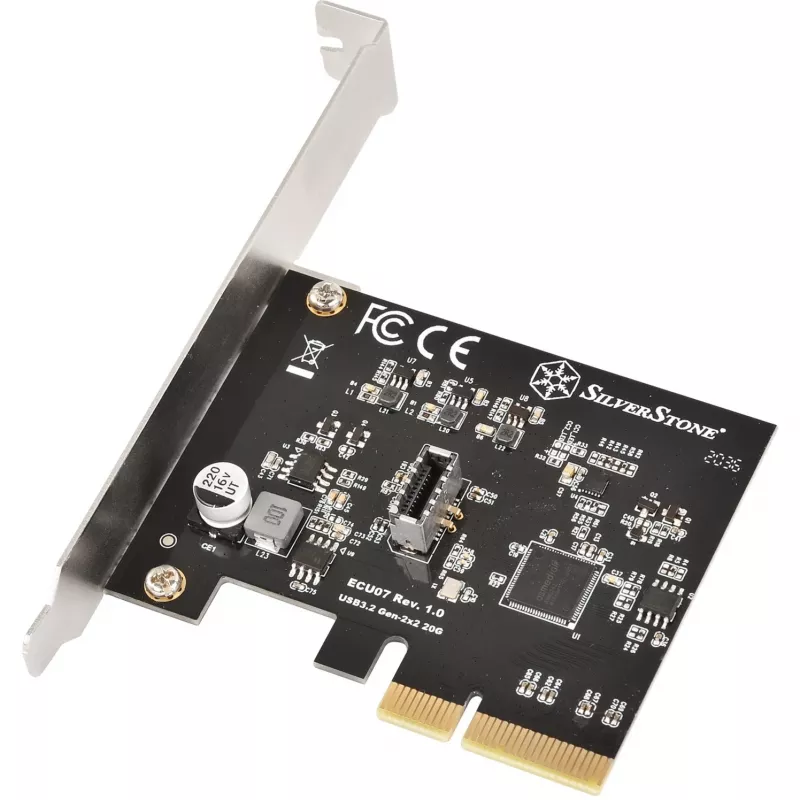 SilverStone SST-ECU07 tarjeta adaptadora PCIe 3.0 x4 USB 3.2 Gen 2x2, 1x USB-C interno, perfil bajo