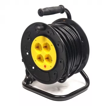 Alargador con carrete 25m, 4 tomas, 3x2,5mm²