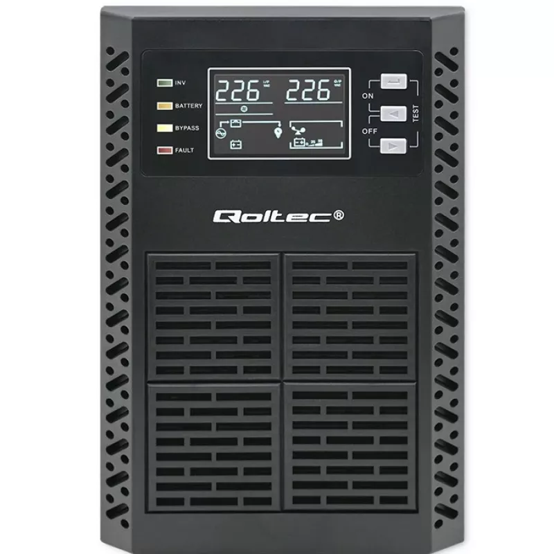 Qoltec SAI sistema de alimentación ininterrumpida | 1kVA | 1000W | factor de potencia 1,0 | LCD | EPO | USB | Online