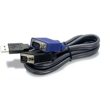 TRENDnet TK CU10 - Cable de teclado / vídeo / ratón (KVM) - USB Type A, 4-pin, HD-15 (M) - HD-15 (M) - 3,1m - Negro (TK-CU10)