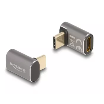 Adaptador USB DeLOCK 40 Gbit/s USB Type-C PD 3.0 100 W conector macho a conector hembra en ángulo 8K 60 Hz metal
