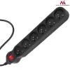 Alargador de corriente MACLEAN MCE225 — cable de 1.5 m, 6 tomas AC Type F, interior, negro