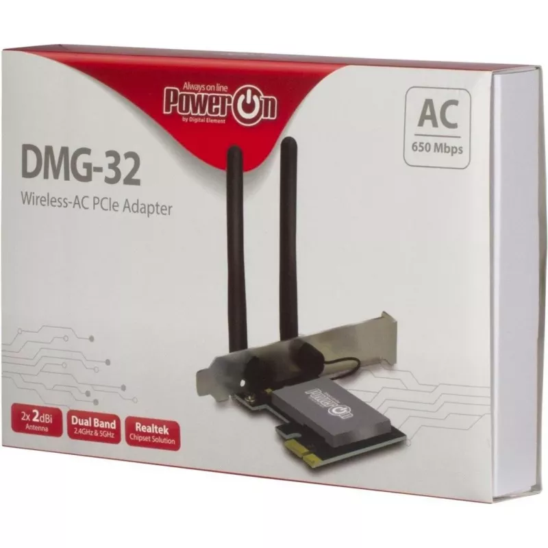 Inter-Tech DMG-32 - Interno - Inalámbrico - PCI Express - Wi-Fi - 650 Mbit/s - negro - plateado (88888148)