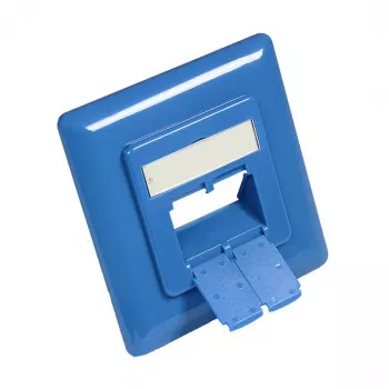 Pieza central 50x50 mm con marco embellecedor 80x80 mm para tomas de red, azul cielo RAL5015, Good Connections (GC-N0060)