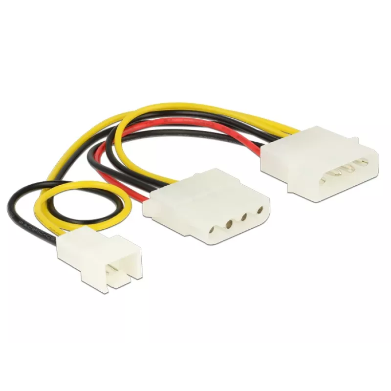 Cable de alimentación interno DeLOCK 83658 0,39 m 3 pines a 2 x Molex 4 pines