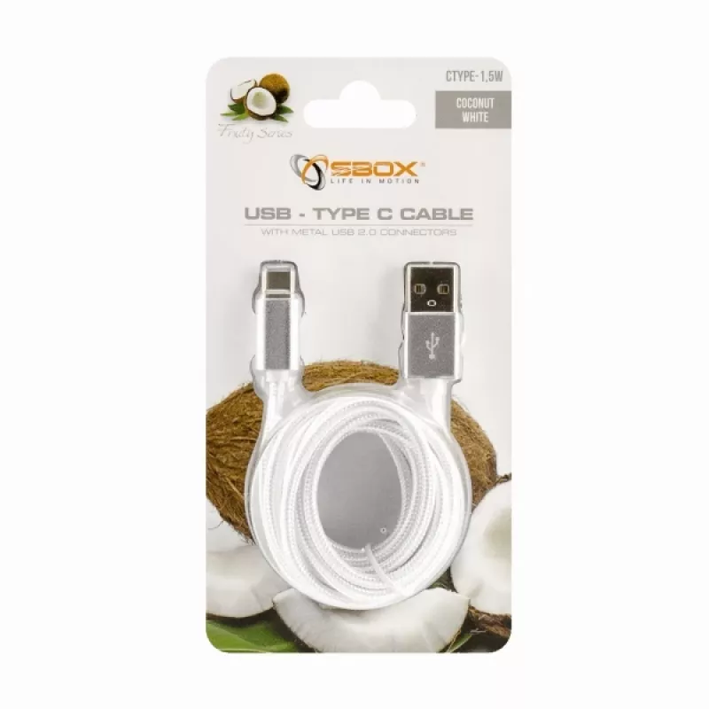 Sbox USB-TYPEC-15W USB->Type C M/M 1,5 m blanco coco