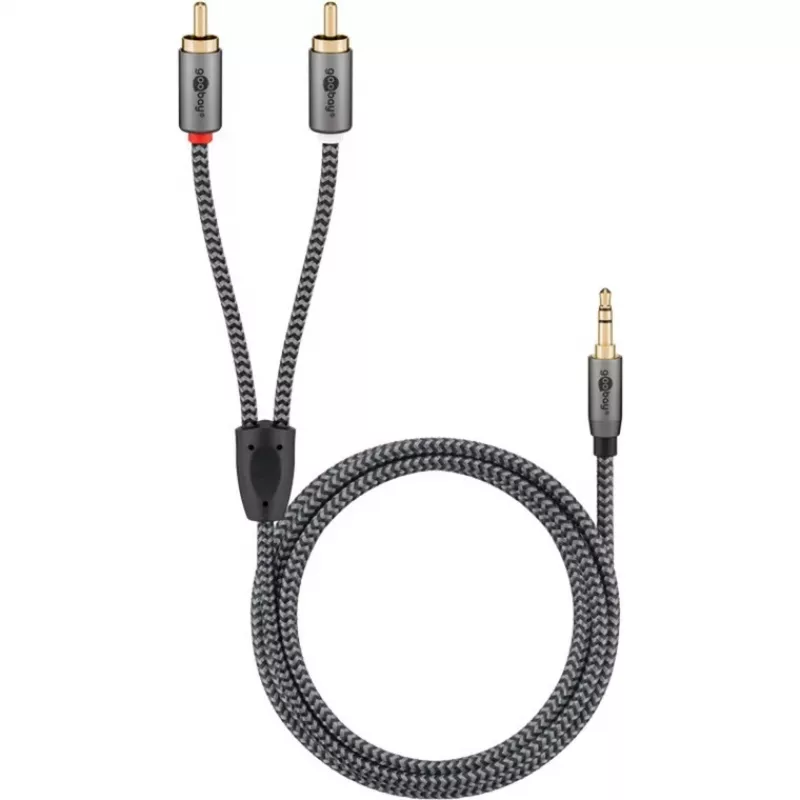 Goobay 65284. Conexión 1: 3.5mm, conector 1 sexo: macho, conexión 2: 2 x RCA, conector 2 sexo: macho, material del cable: C