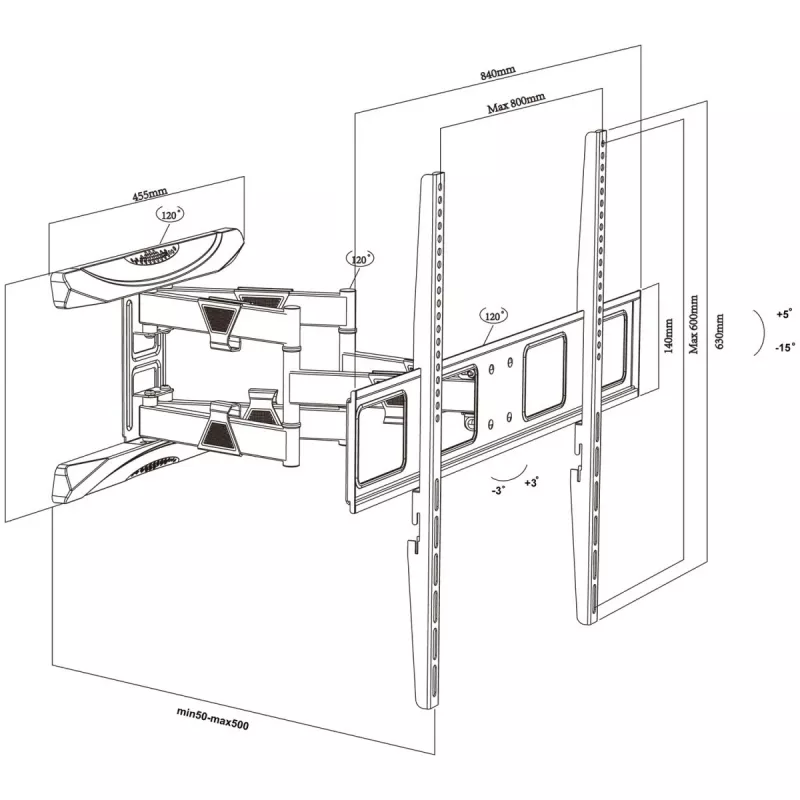 Soporte de pared para TV MACLEAN MC-423 para pantallas de 43–100 pulgadas, capacidad de carga 80 kg