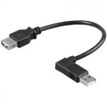 Cable alargador USB 2.0 Hi-Speed Wentronic Goobay, negro, 0,3 m - conector hembra USB 2.0 (Type-A) > conector macho USB 2.0 (Type-A) 90° (95705)