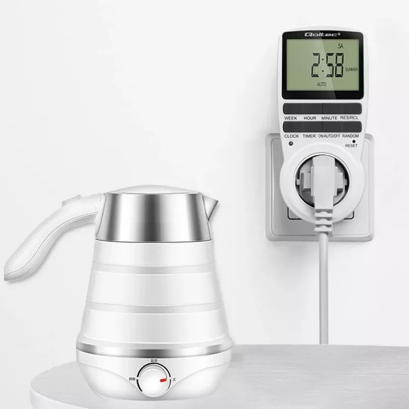 Temporizador electrónico QOLTEC PC0628 con pantalla LCD, cuenta atrás de 24 horas