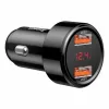 Baseus Magic CCMLC20A-01 cargador de coche, 2x USB-A QC 3.0, 45 W, 6 A, pantalla de voltaje, negro