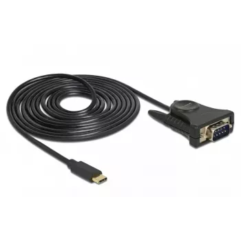 Delock 62964 Adaptador de USB-C a serie DB9 RS-232, 1,8 m, negro