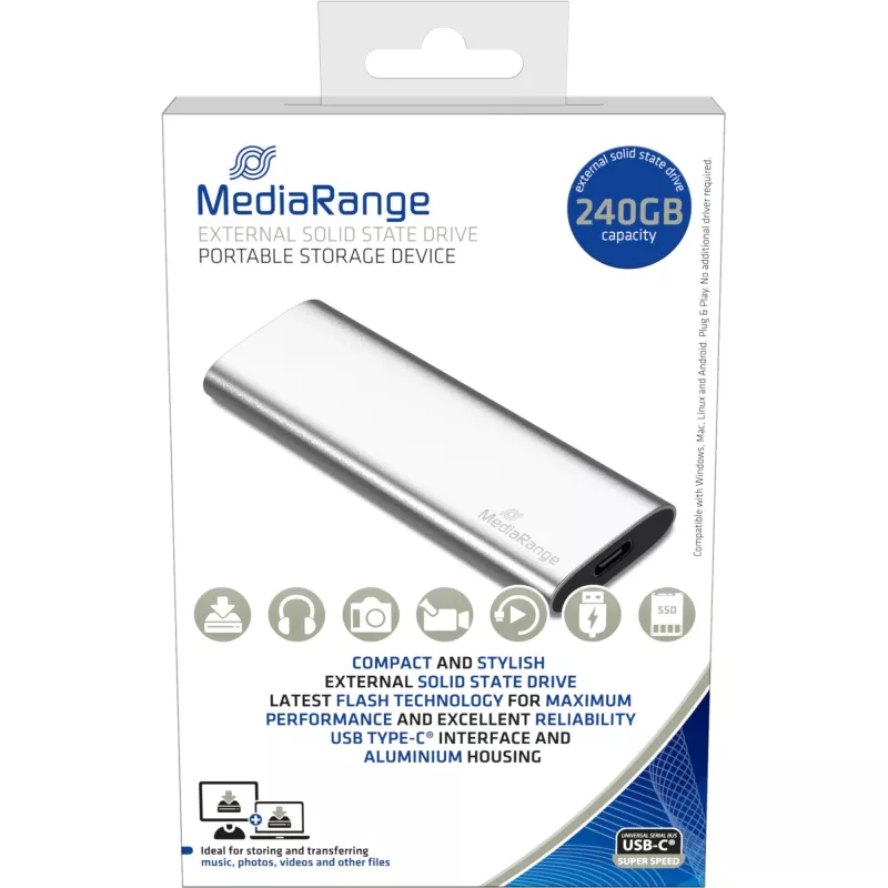 Unidad de estado sólido externa MediaRange 240 GB M.2 USB Type-C MR1101