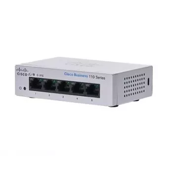 Switch Gigabit Ethernet L2 no gestionado Cisco CBS110 — 5x RJ-45 10/100/1000, 1U, 12V DC, 2048 MAC, 10 Gbit/s