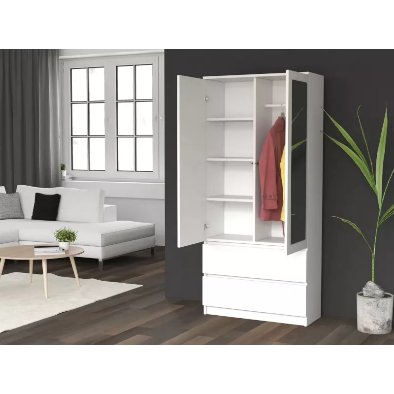 Armario ropero Topeshop SS-90 BIEL LUSTRO 5 baldas 2 puertas blanco