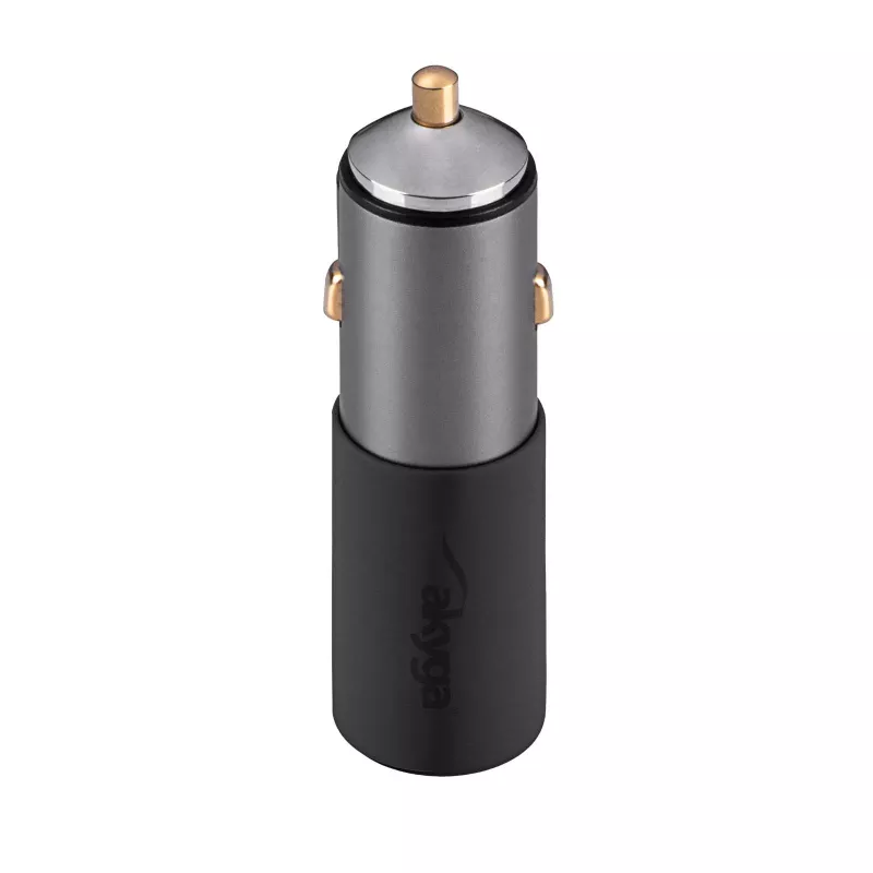 Akyga AK-CH-26 Cargador GaN para coche 12/24 V, 100 W, USB-C PD 3.0 + USB-A QC 3.0, gris