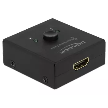 DeLock HDMI 2-1 bidireccional 4K 60 Hz compacto - Retail Box - Conmutador de vídeo/audio - 2 x HDMI - sobremesa (64072)