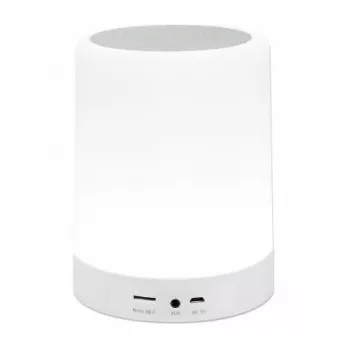 Altavoz Bluetooth Manhattan Sound Science, 5 horas de reproducción, alcance 10 m, lector de tarjetas microSD (32 GB), conexión Aux 3,5 mm, salida 3 W, cable de carga USB-A incluido, batería de 1200 mAh, Bluetooth v5, colgador integrado, blanco, 3 años de garantía