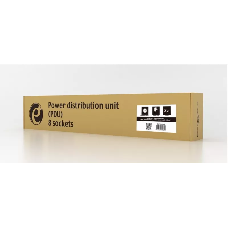 EnerGenie EG-PDU-014-F unidad de distribución de energía para rack (8 tomas FR, 1U, 16A, conector Schuko, 3m, negro)