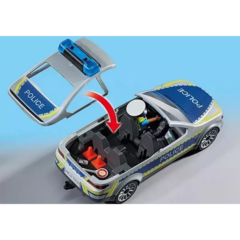 Coche de policía Playmobil con sirena y luz intermitente, multicolor, plástico, 3+