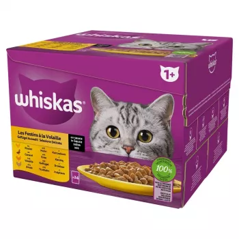 Comida húmeda para gatos Whiskas Poultry Feast 24×85 g — gatos adultos, aves (pavo), 24 bolsas