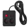 Regleta Maclean MCE388 B, 2 tomas, 3x USB, 110-240 V, 2500 W, 3 m, negra