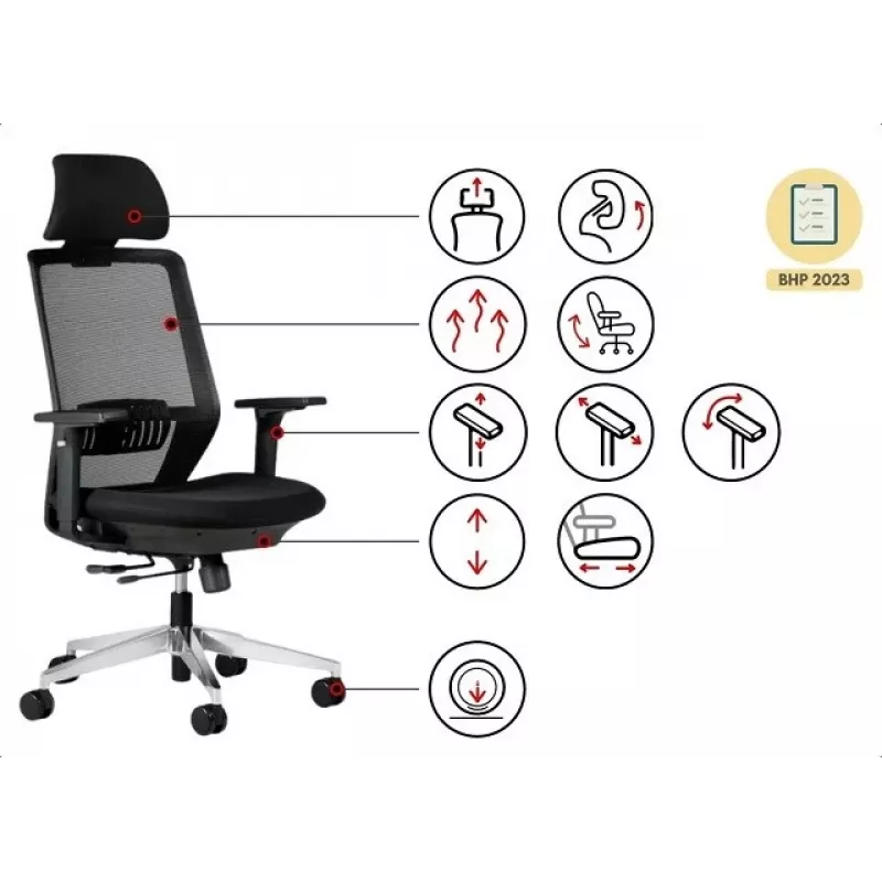 SPECTRUM silla de oficina ergonómica negra