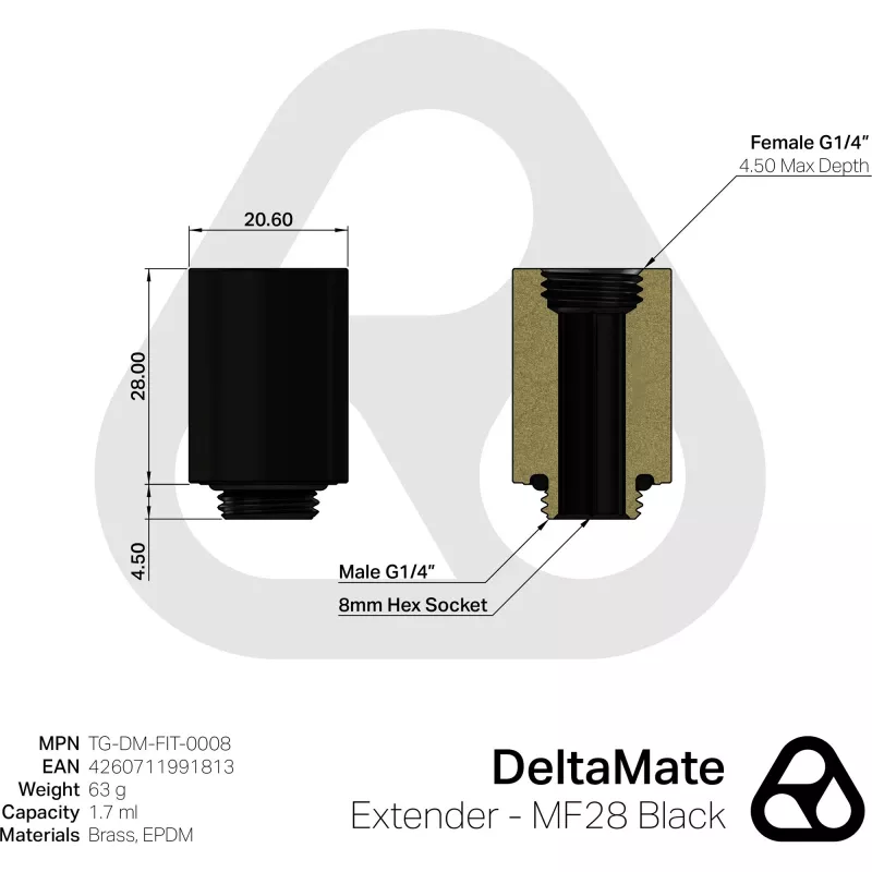 Thermal Grizzly DeltaMate Extender - MF28 negro (TG-DM-FIT-0008)