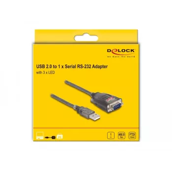 Adaptador de cable DeLOCK 61400 USB A RS-232 negro