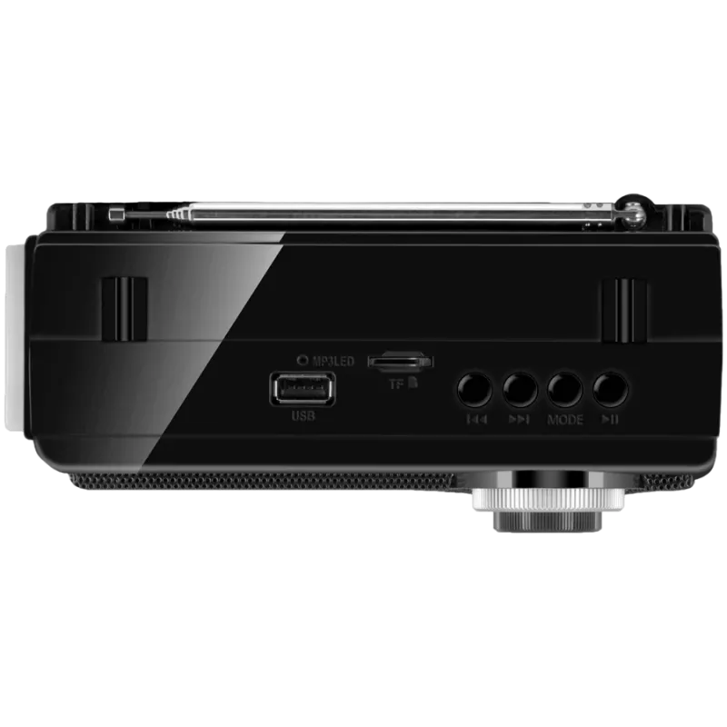 Altavoz SVEN SRP-155, negro (3W, Bluetooth, FM/AM/SW, USB, microSD, linterna, batería)