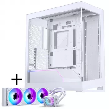 Caja ATX PHANTEKS serie NV NV5 MK2, cristal templado, DRGB - blanco mate + refrigeración líquida AiO Glacier One 360M25 Gen2 DRGB - 360 mm