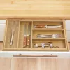 Organizador de cajón de cubiertos GreenBlue GB379, bandeja de bambú con compartimentos, acabado natural
