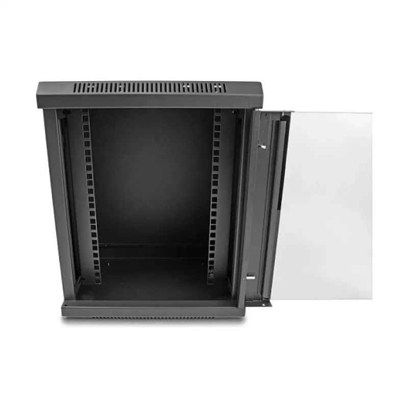 Delock 43418 Armario de red de 10" con puerta de cristal, 8U, negro