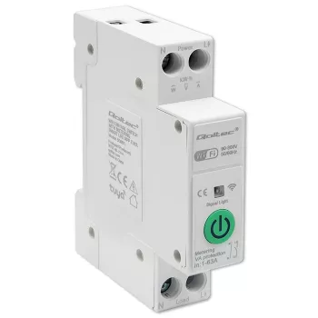 Relé WiFi para carril DIN QOLTEC 50881 — relé de conmutación de red 63A para instalaciones eléctricas