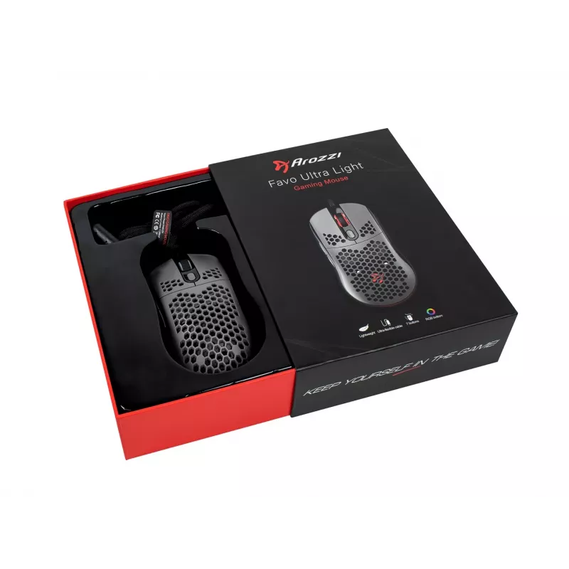 Ratón gaming Arozzi Favo Diestro USB Type-A Óptico 16000 DPI