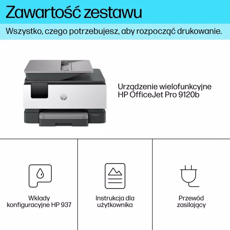 HP OfficeJet Pro 9120b Impresora multifunción inalámbrica en color, Impresión a doble cara; Copiadora, Escáner