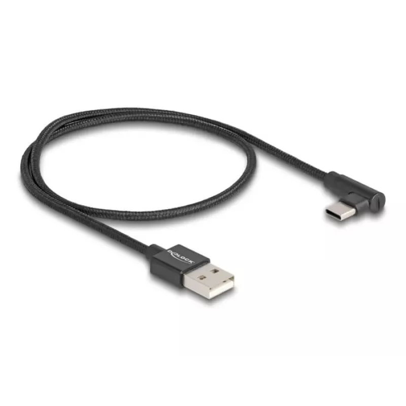 Cable USB 2.0 DeLOCK Type-A macho a USB Type-C macho acodado 0,5 m negro