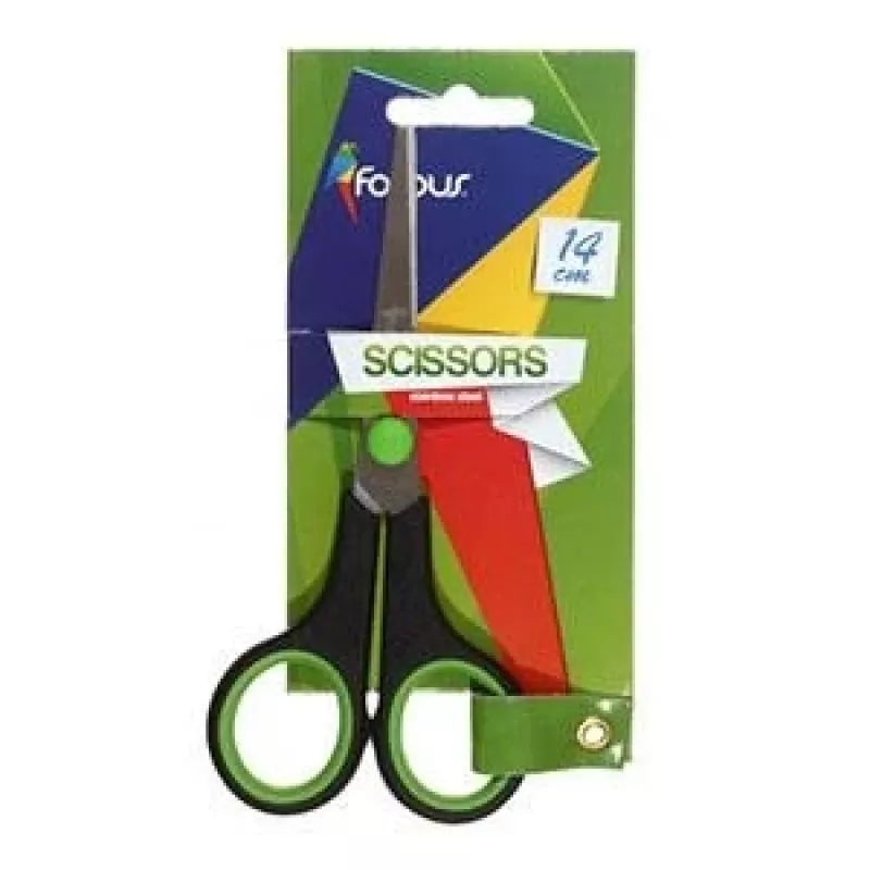 Tijeras FORPUS FO60605 14 cm, mangos engomados, hojas de acero inoxidable