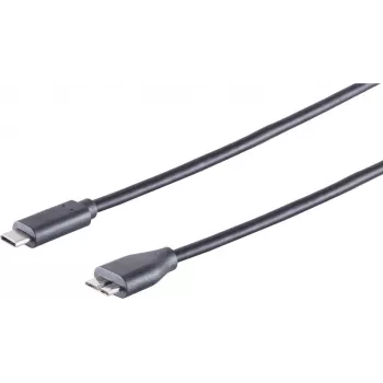 Cable S/CONN 77142-1.0 USB 3.2 Gen 2 1 m USB-C a Micro-USB B negro