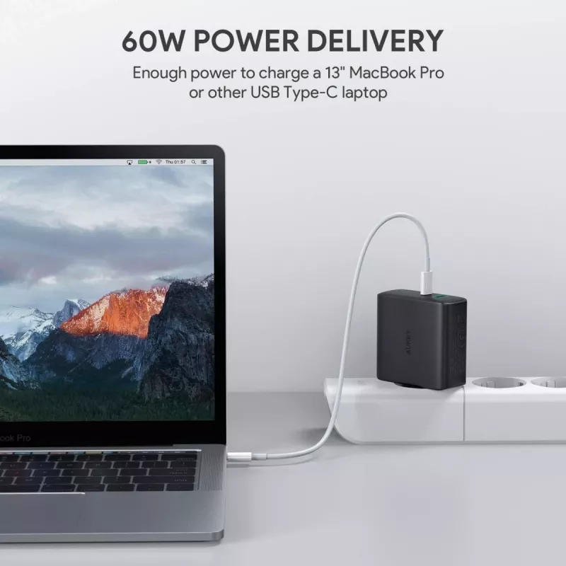 Cargador de pared PA-D3 2xUSB Power Delivery (1xUSB+1xUSB C) 5,4A 60W Dynamic Detect