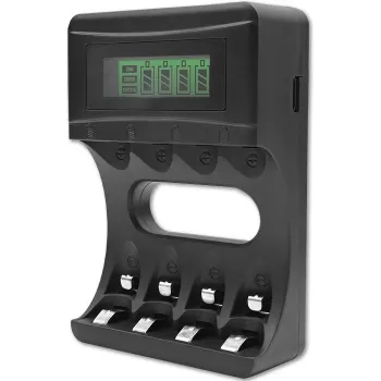 Cargador de baterías QOLTEC 50654 para baterías Ni‑MH R03 (AAA) y R6 (AA), 1800 mA