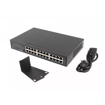 Switch no gestionado LANBERG RSGE-24 — 24× Gigabit Ethernet 1U, montaje en rack, negro