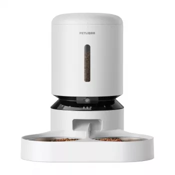 Comedero Petlibro Granary con cámara y doble cuenco, 5L (blanco)