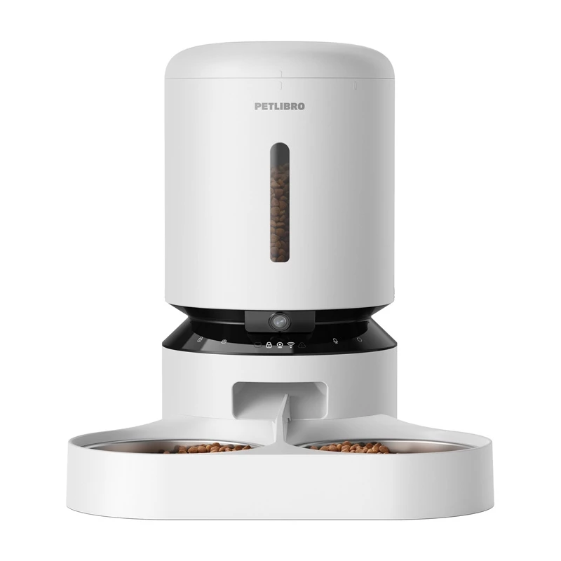 Comedero Petlibro Granary con cámara y doble cuenco, 5L (blanco)