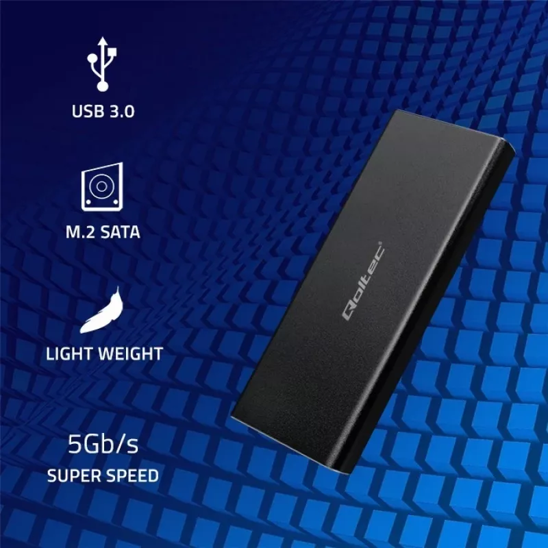 Carcasa para SSD M.2 SATA QOLTEC 51854 USB 3.0 sin herramientas