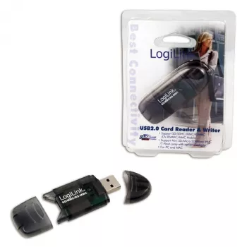 Lector de tarjetas LOGILINK CR0007 USB 2.0 para SD/MMC, negro, hasta 480 Mbit/s