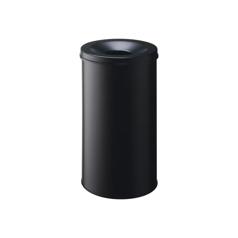 Papelera Durable - redonda - 60 L - acero - negro