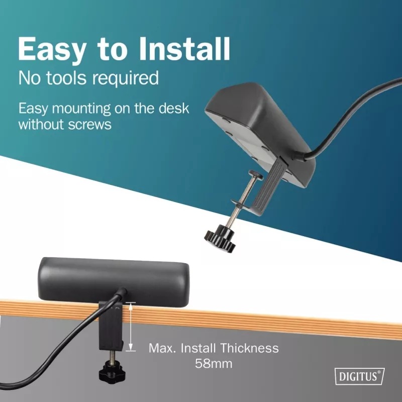 Regleta de enchufes DIGITUS 3 tomas con 2×USB-A y 1×USB-C, 3 tomas AC tipo E/F, cable de 1,5 m, negra