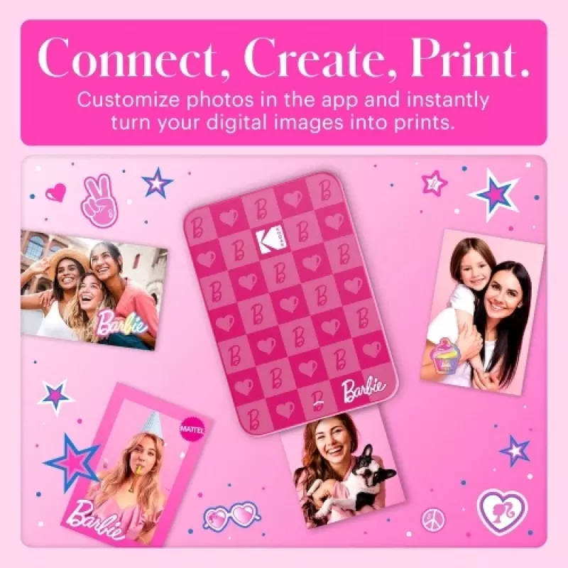 Barbie x Kodak STEP Slim impresora fotográfica móvil instantánea Colour ZINK 2x3'' 1 ppm, Bluetooth, rosa
